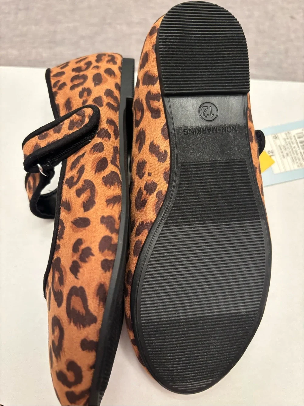 Cat & Jack Girls Leopard Mary Jane Shoes - Brown/Black Size 12
